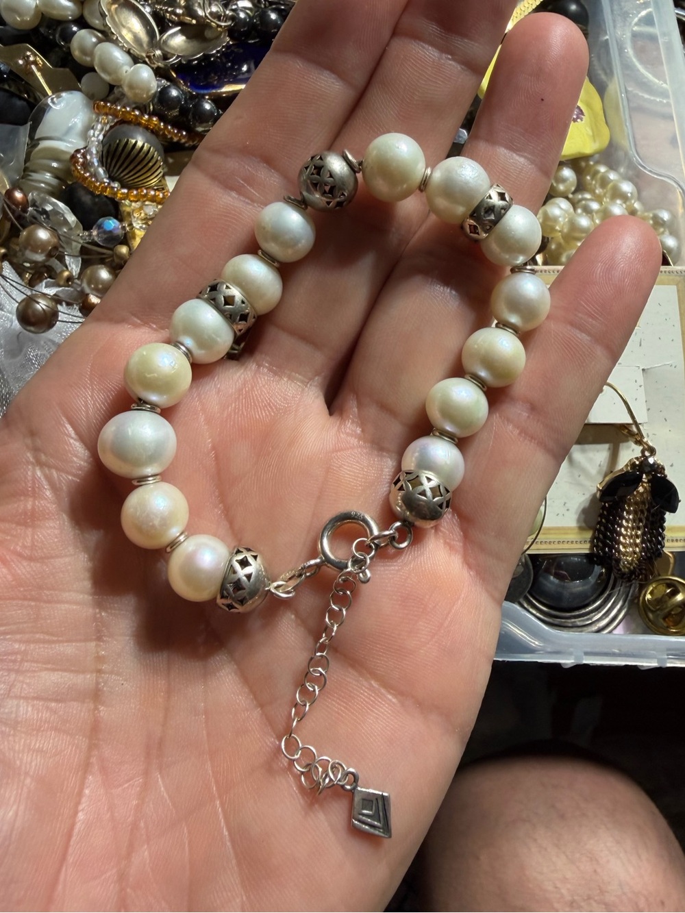 Vintage Silpada Pearl Sterling Silver Bracelet - Picture 2 of 2